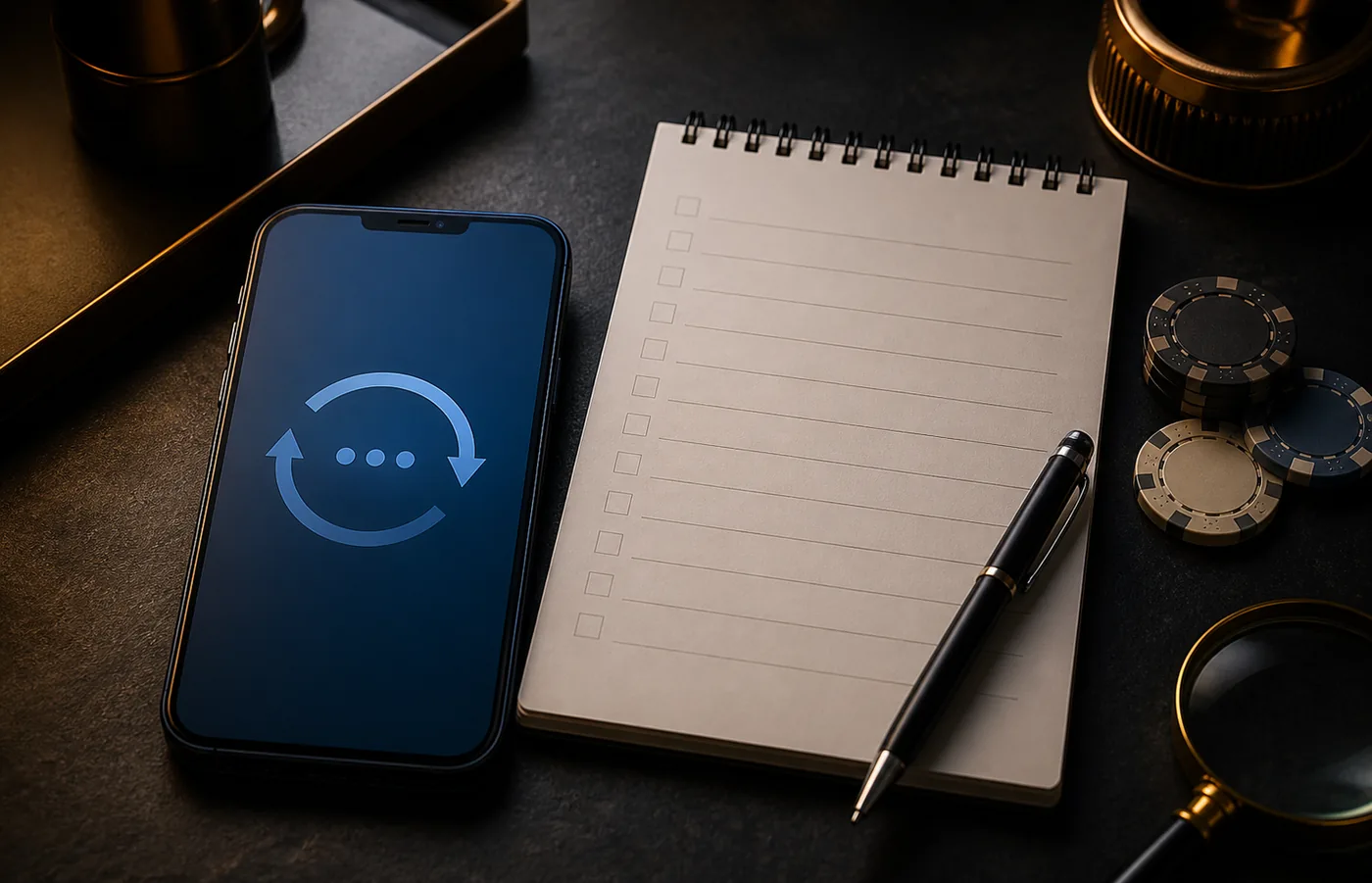 Celular e anotações para acompanhar uma transação Pix